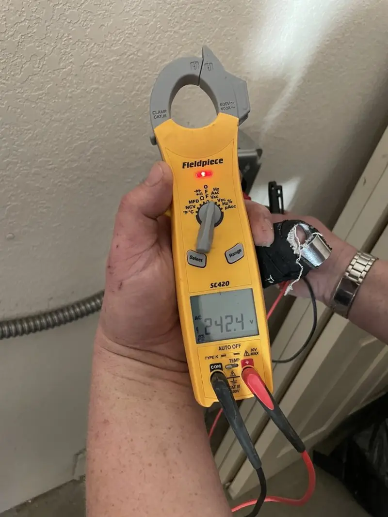 Voltage testing with clamp meter during Ceiling Fan Installation in Bridgeton